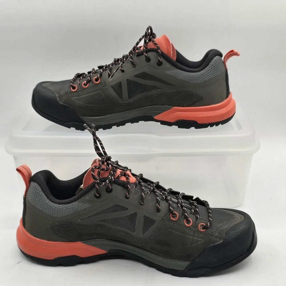 Salomon Shoes Womens Size 7 Gray Orange Low Top Hiking Trail Sneakers 398601